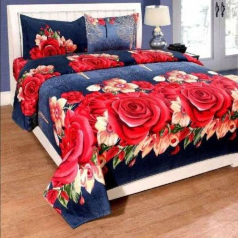 FRSH TEXO FAB 144 TC Microfiber Double Floral Flat Bedsheet  (Pack of 1, Multicolor)