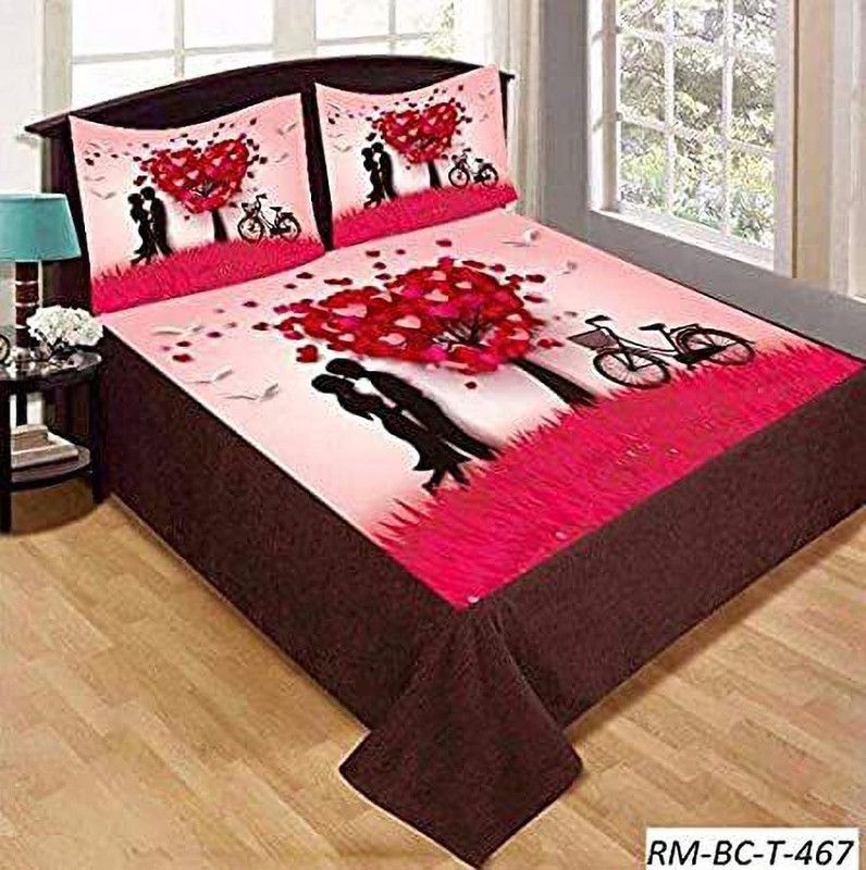 Mode on 300 TC Velvet Double Printed Flat Bedsheet  (Pack of 1, Multicolor)