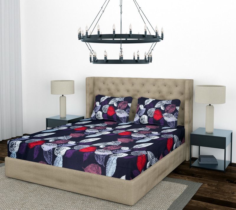 Optra 240 TC Microfiber Double Floral Flat Bedsheet  (Pack of 1, Black)
