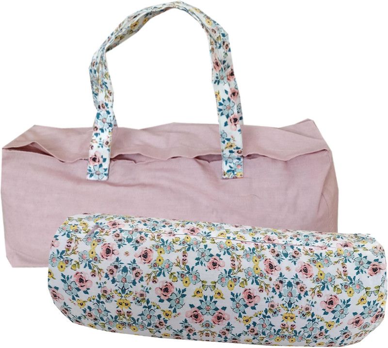 Kanyoga Cotton Floral Bolster Pack of 1  (Multi & Pink)
