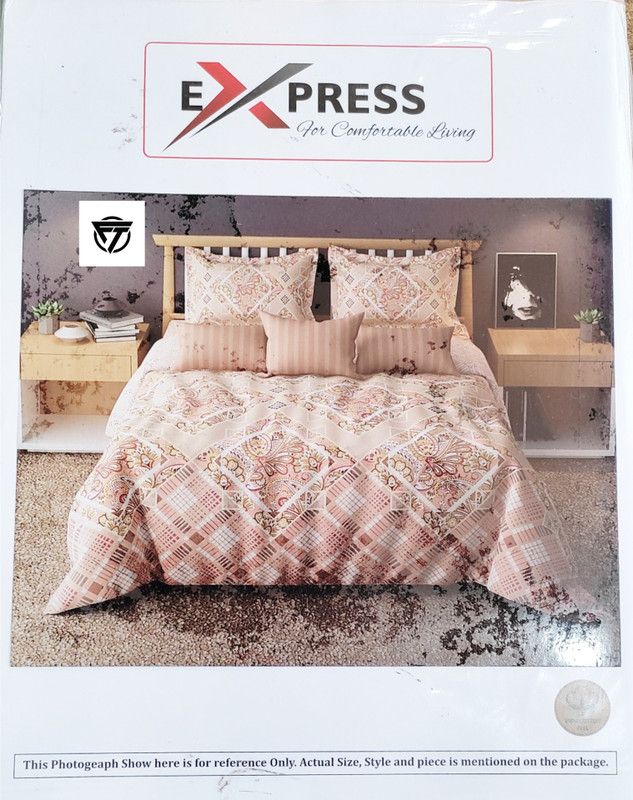 Fakhri traders 280 TC Cotton Double Printed Flat Bedsheet  (Pack of 1, White)