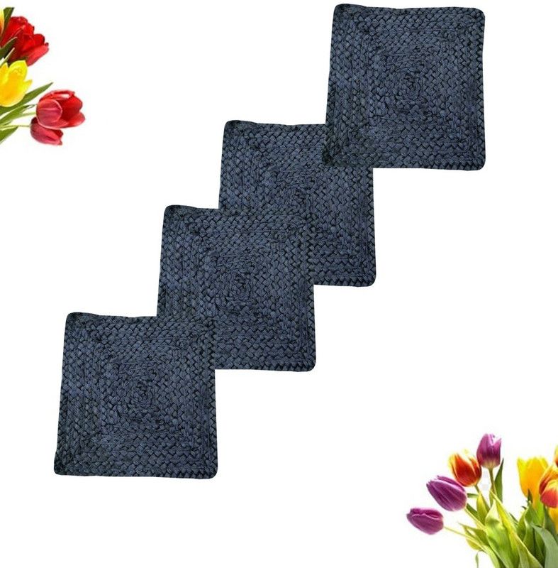 shiv charan Square Pack of 4 Table Placemat  (Grey, Jute)