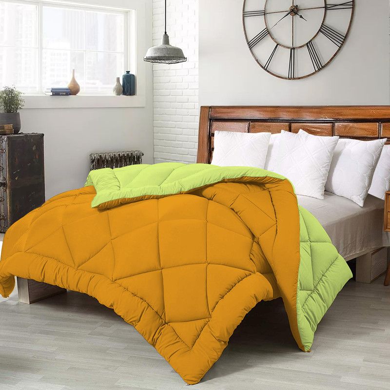 TUNDWAL'S Solid Double Comforter for Mild Winter  (Microfiber, mustard green)