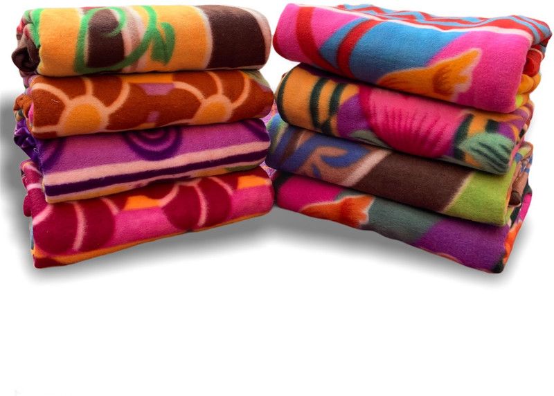 PWI Floral Single Fleece Blanket for AC Room  (Cotton, Multi 6)