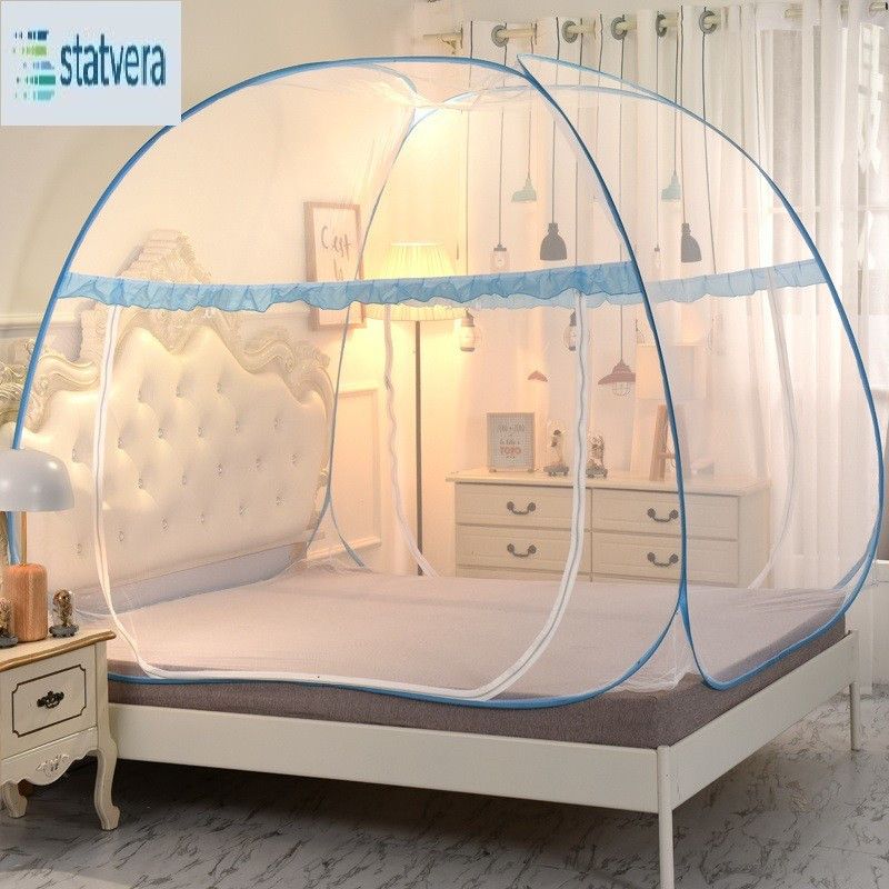 statvera Polyester Adults Washable Pro Mosquito Net, Polyester Foldable King Size Bed,Double Bed, Macchardani Mosquito Net  (Blue, Tent)