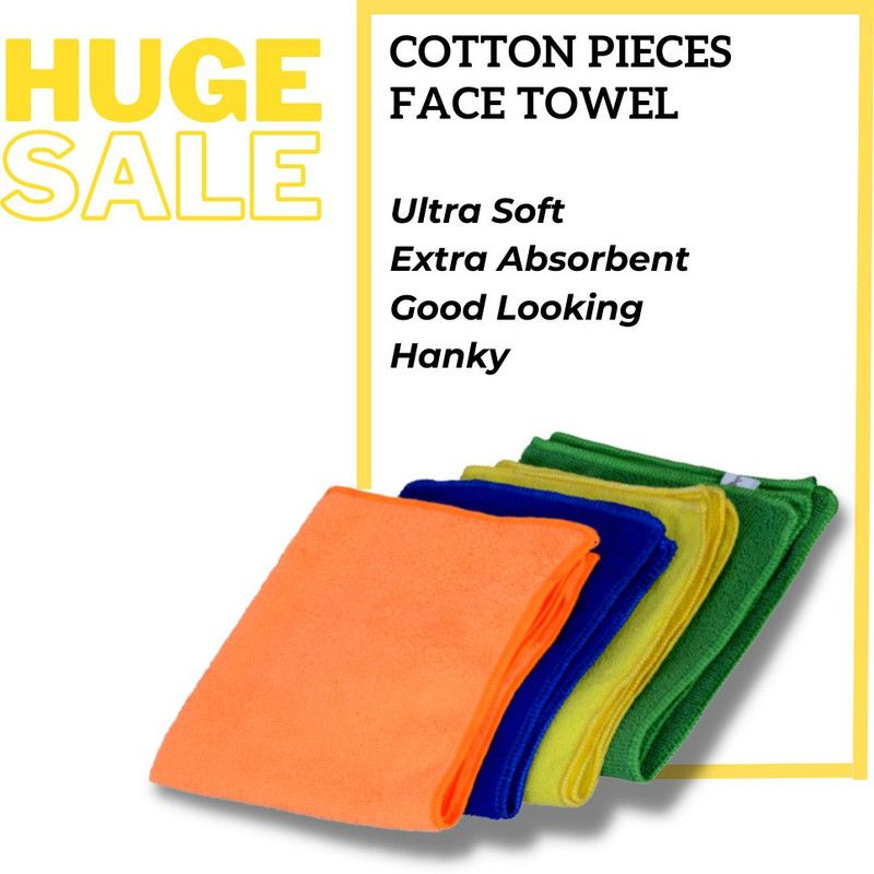 ki and ka Premium Cotton, Stylish Cotton Face Towel 450 GSM (Set of 12 pcs ) Multicoloured Cotton Face Towel Multicoloured Cloth Napkins  (12 Sheets)
