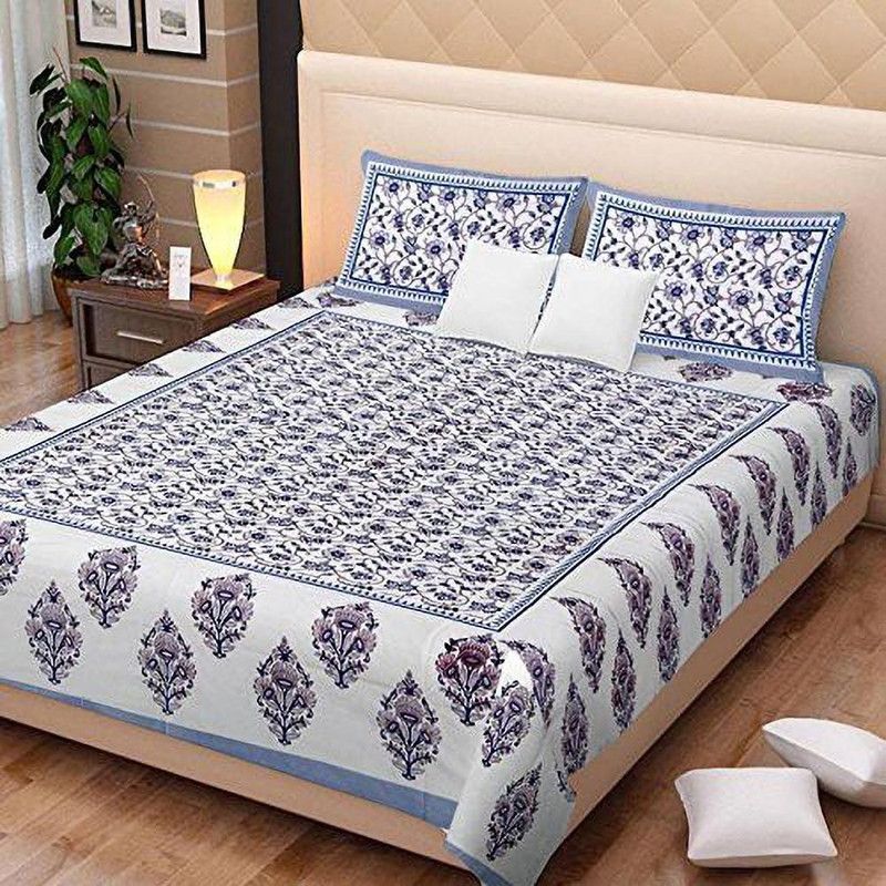 pink city special 220 TC Cotton Queen Floral Flat Bedsheet  (Pack of 3, Multicolor)