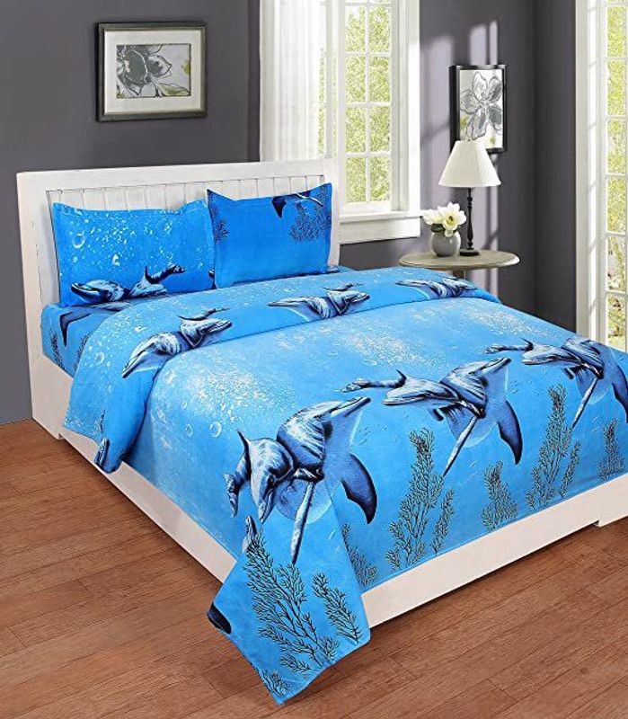 Home Readiness 160 TC Microfiber Double Printed Flat Bedsheet  (Pack of 1, Multicolor)