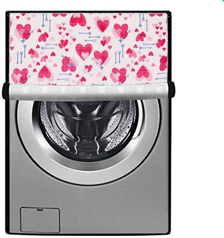 JM Homefurnishings Front Loading Washing Machine Cover  (Width: 66 cm, Red, White)