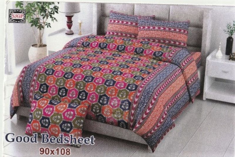 NMMP 300 TC Cotton Double Jaipuri Prints Flat Bedsheet  (Pack of 1, Blue Jaipuri Print)