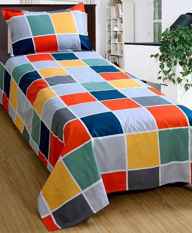 DEVICE 220 TC Polycotton Single 3D Printed Flat Bedsheet  (Pack of 1, Multicolor)