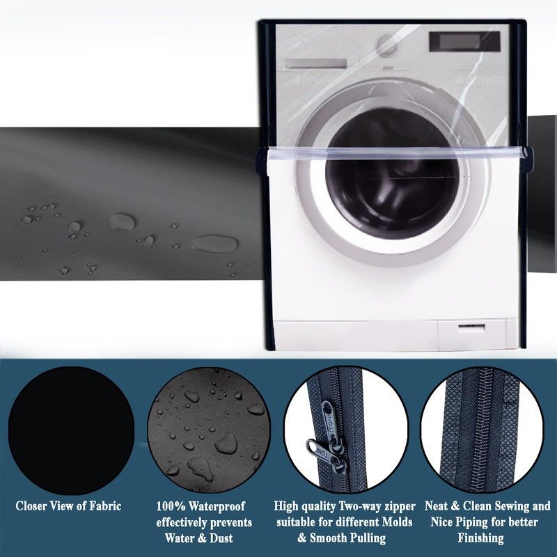 Delideal Front Loading Washing Machine Cover  (Width: 61 cm, Black)