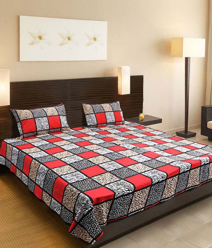 Madhav Products 140 TC Cotton Double Floral Flat Bedsheet  (Pack of 1, Multicolor)
