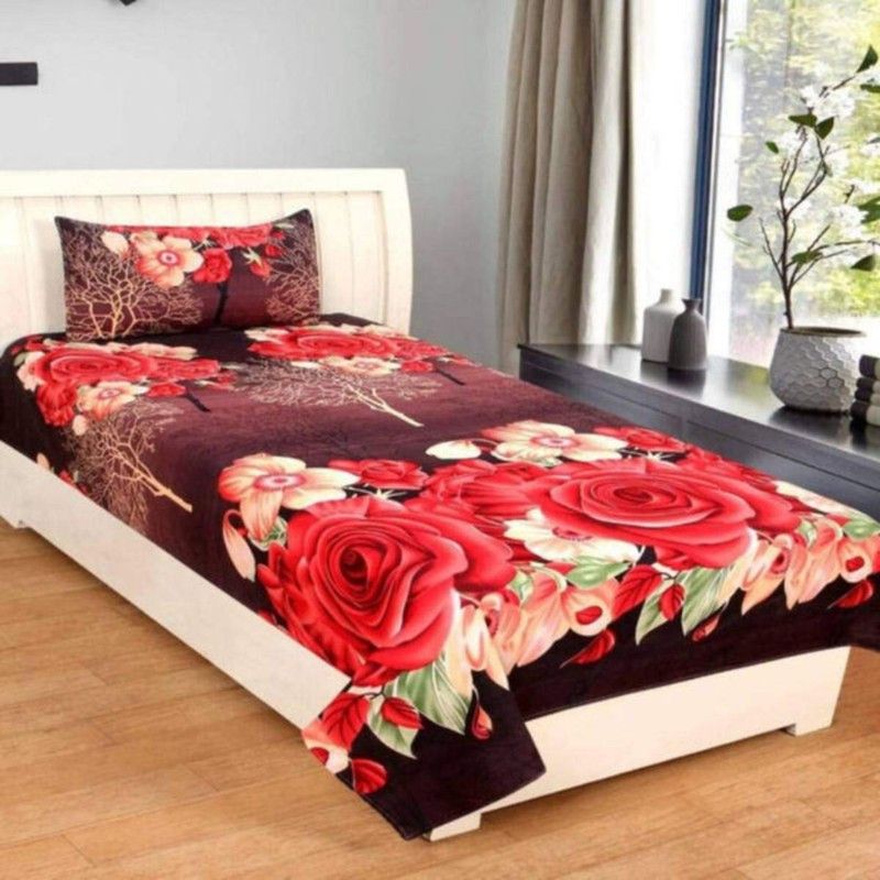 gracy 144 TC Microfiber Single Geometric Flat Bedsheet  (Pack of 1, Multicolor)