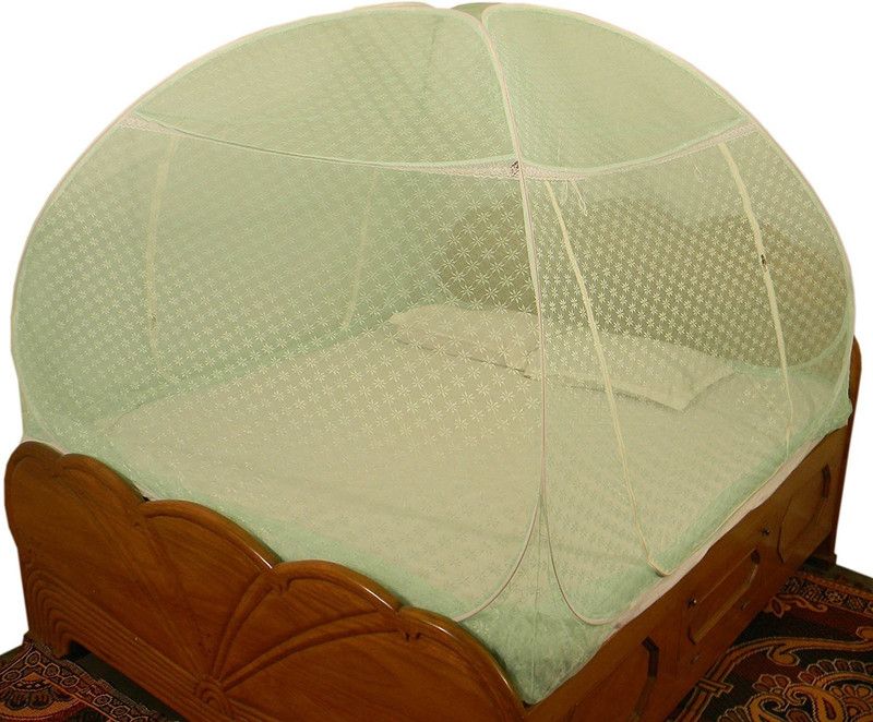 SUNSHINE Polyester Adults Washable Foldable Double Bed Embroidery Premium Mosquito Net  (Sea Green, Tent)