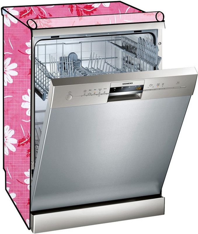 KVAR Dishwasher Cover  (Width: 28 cm, Pink, White)
