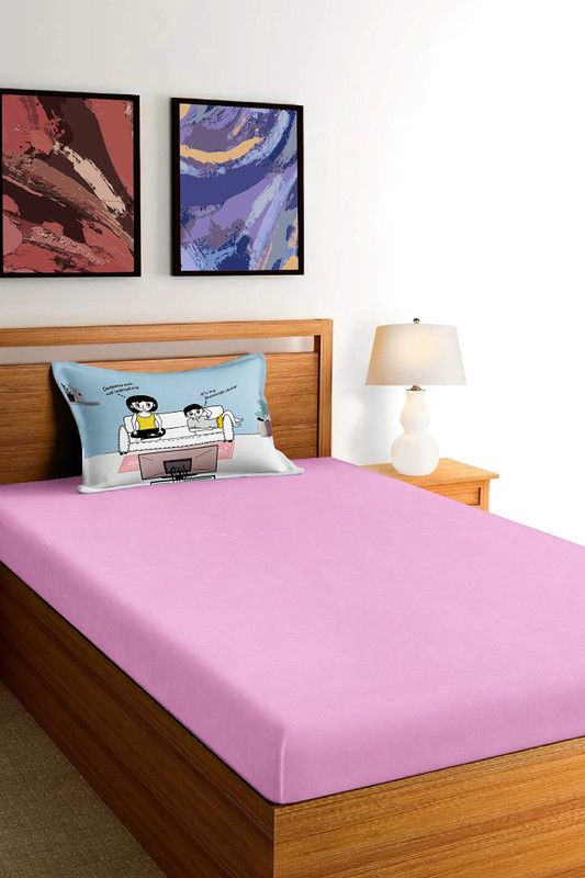 WMK 250 TC Cotton Single Solid Flat Bedsheet  (Pack of 1, LIGHT PINK 24)