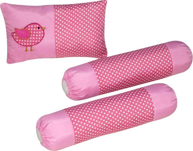 Oscar Home Cotton Polka Cushion Pack of 1  (Pink)