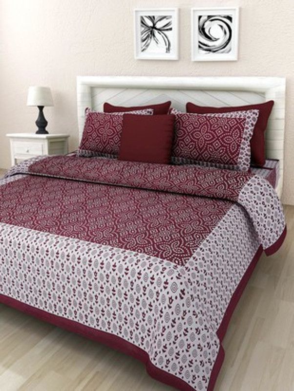 NAIWAL FASHION 210 TC Cotton Double Printed Flat Bedsheet  (Pack of 1, Multicolor)