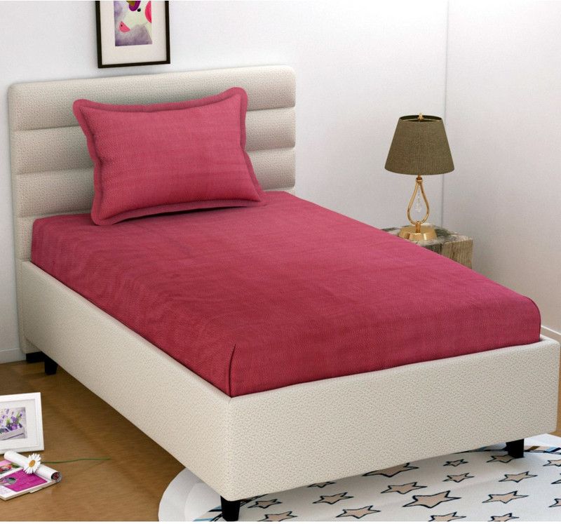kitchDeco 220 TC Microfiber Single Solid Flat Bedsheet  (Pack of 1, Red)