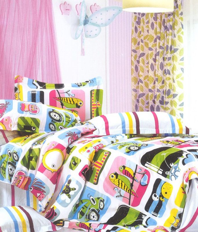 Valtellina 205 TC Cotton Single Animal Flat Bedsheet  (Pack of 1, Pink)