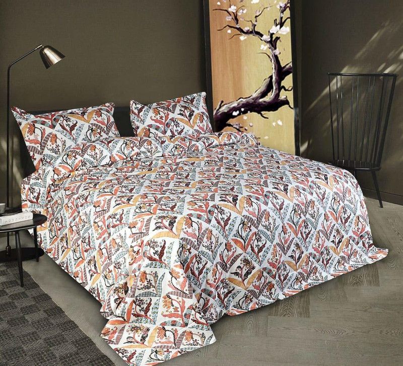 KIA CREATION 250 TC Cotton King Abstract Flat Bedsheet  (Pack of 1, Multicolor)