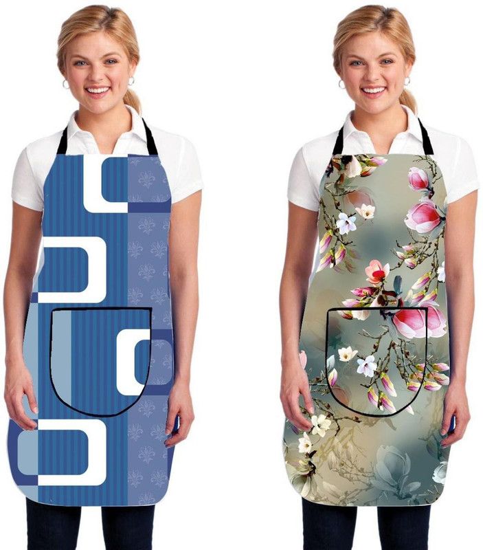 Nylon Home Use Apron - Free Size  (Multicolor, Pack of 2)