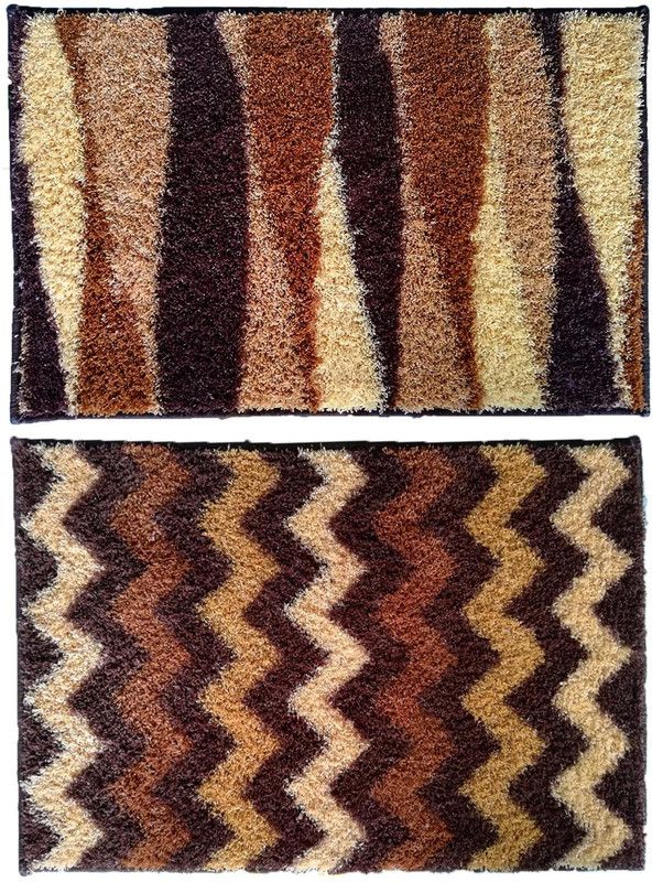 athom TRENDZ Polyester Bathroom Mat  (Multicolor, Large, Pack of 2)