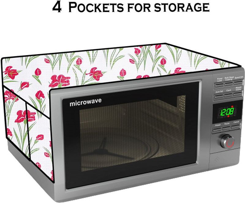 KVAR Microwave Oven Cover  (Width: 55 cm, Pink, Green)