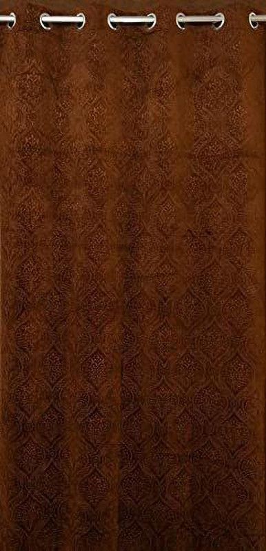 BK HOMZ 183 cm (6 ft) Velvet Room Darkening Window Curtain Single Curtain  (Self Design, Brown)