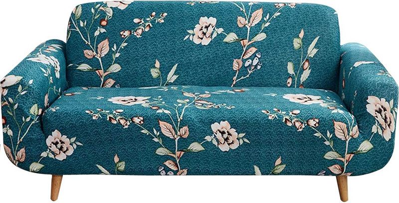 HOUSE OF QUIRK Polyester Floral Sofa Cover  (Bottle Green Flower Pack of 1)