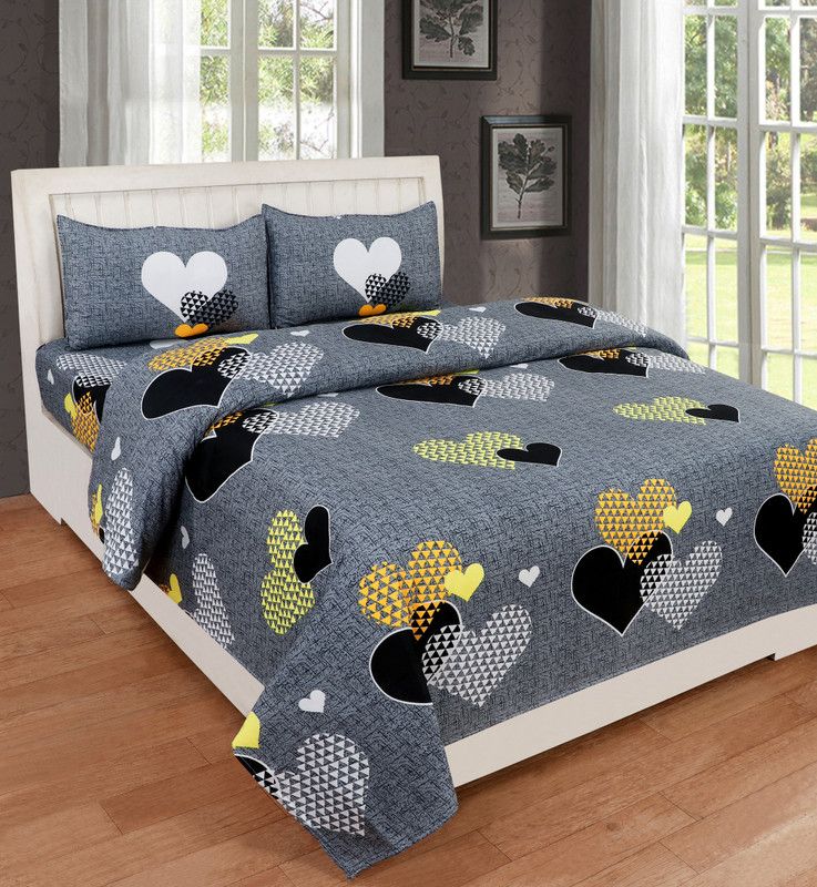 Microfiber Double Bedsheet  (Pack of 1, Grey, Black, White, Multicolor)