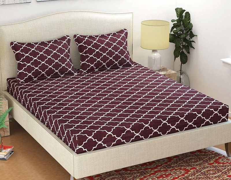 ZCI 104 TC Cotton Double Printed Flat Bedsheet  (Pack of 1, Multicolor)