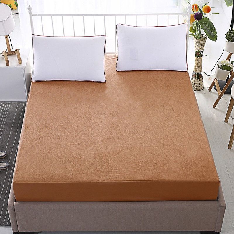 Glassiano Fitted Double Size Waterproof Mattress Cover  (Gold)