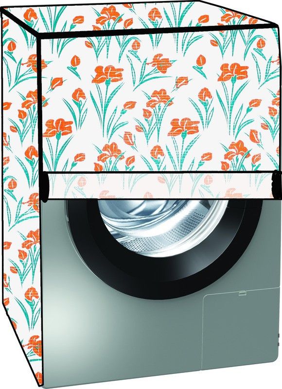 KVAR Front Loading Washing Machine Cover  (Width: 67 cm, Orange, Green)