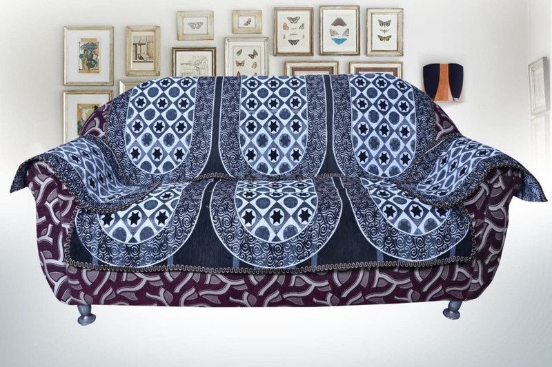 BHUVI INDUSTRIES Polyester Abstract Sofa Cover  (Green Pack of 1)
