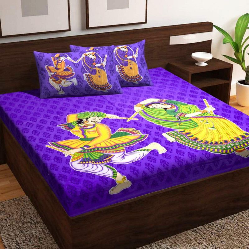 165 TC Cotton Double Bedsheet  (Pack of 1, Purple)
