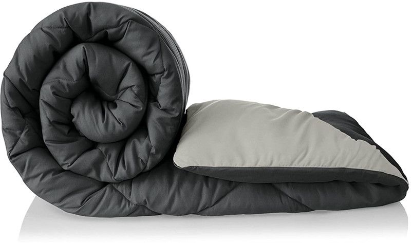 TUNDWAL'S Solid Double Comforter for Mild Winter  (Microfiber, Black, Grey)