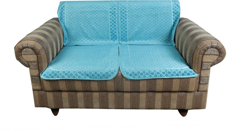 TANLOOMS Velvet Abstract Sofa Cover  (Firozi Pack of 6)