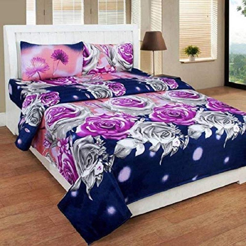 pitit custon 150 TC Polycotton Double Floral Flat Bedsheet  (Pack of 1, Multicolor)