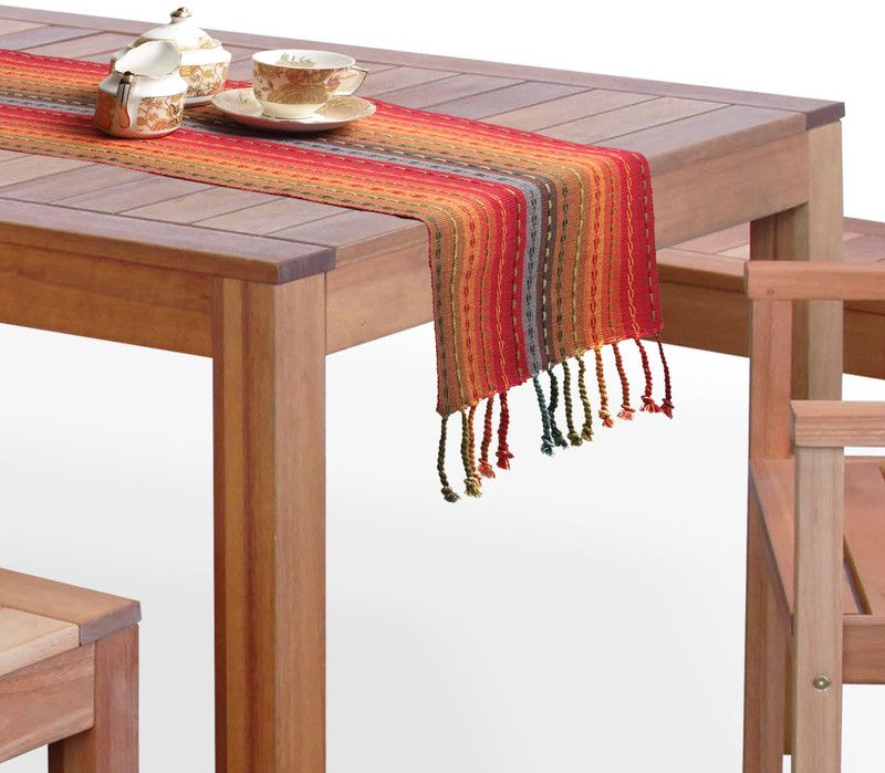 cotton quest Multicolor 190 cm Reversible Table Runner  (Cotton)