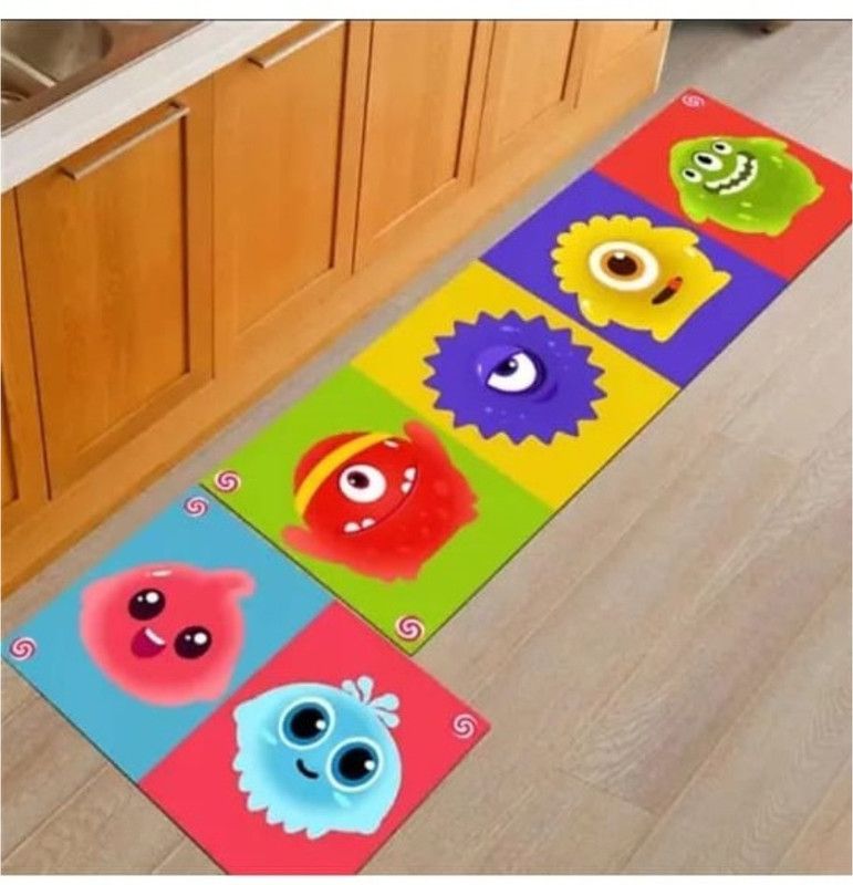 SR Handloom Rubber Floor Mat  (Multicolor, Large)