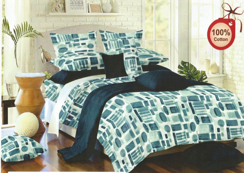 Yunay 250 TC Cotton King Geometric Flat Bedsheet  (Pack of 1, Bottle Green)