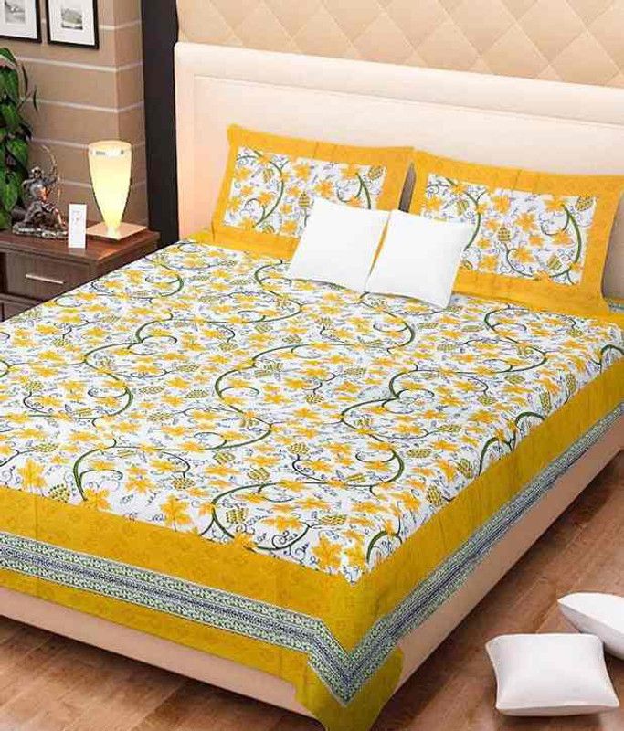 UNIQCHOICE 144 TC Cotton Double Printed Flat Bedsheet  (Pack of 1, Multicolor24)