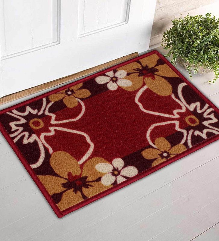 Rylie Rubber Door Mat  (MARRON RED, Medium)