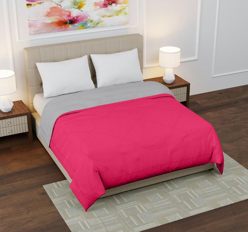 PVR Solid Double, King Comforter for Mild Winter  (Microfiber, Maroon, Steel Grey)