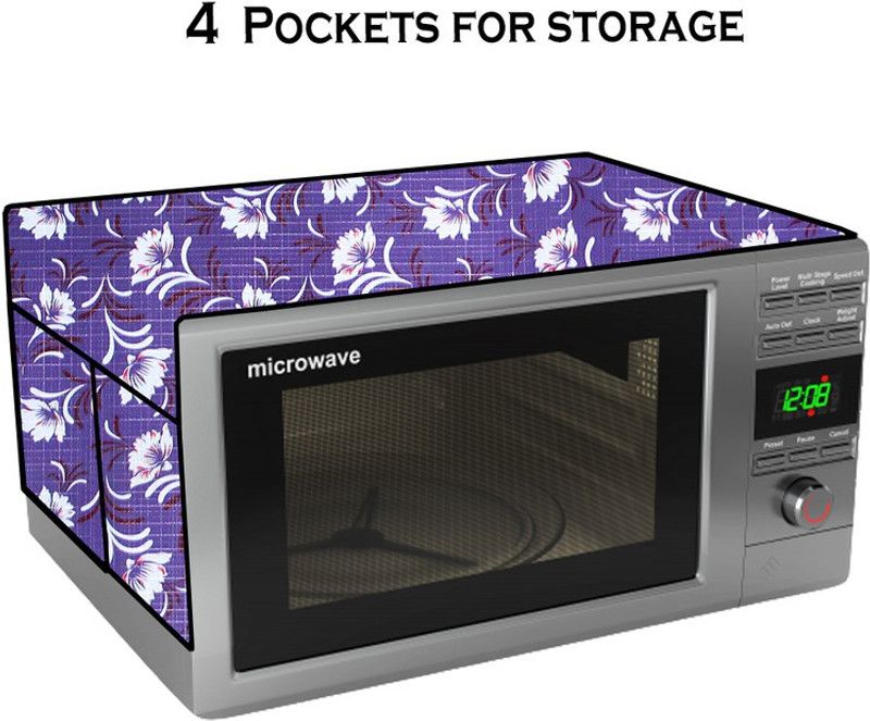 KVAR Microwave Oven Cover  (Width: 61 cm, White, Purple)