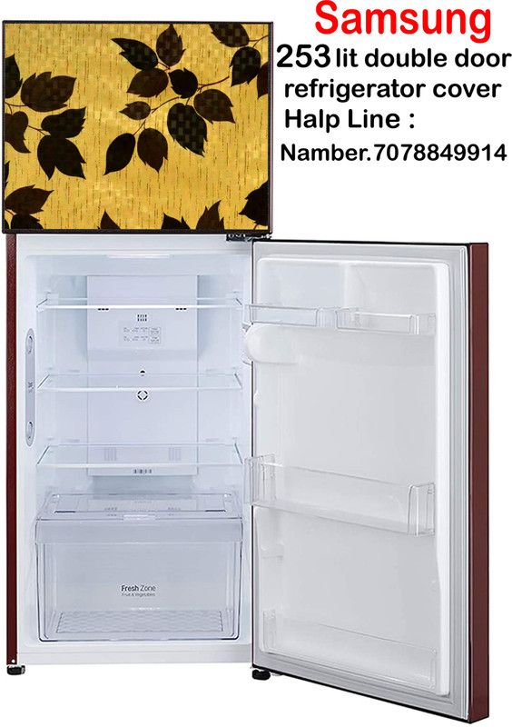 AAVYA UNIQUE FASHION Refrigerator Cover  (Width: 54.61 cm, Brown,Gold)