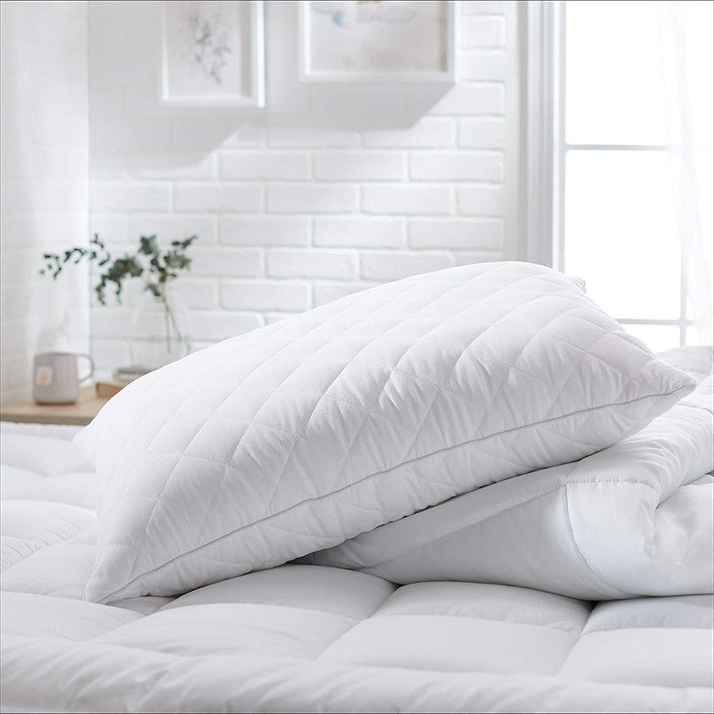 Beta Divine 4th Generation Border Pillow Microfibre Solid Sleeping Pillow Pack of 2  (White)