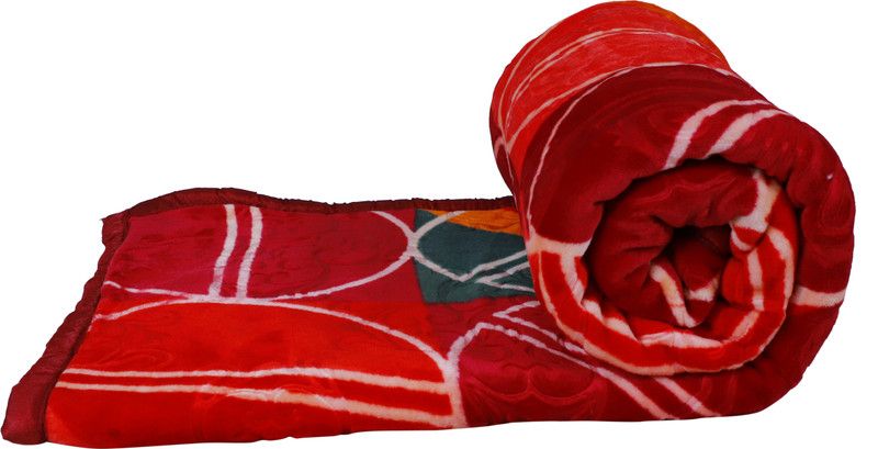 SHALRA Floral Double Mink Blanket for Heavy Winter  (Microfiber, Red)